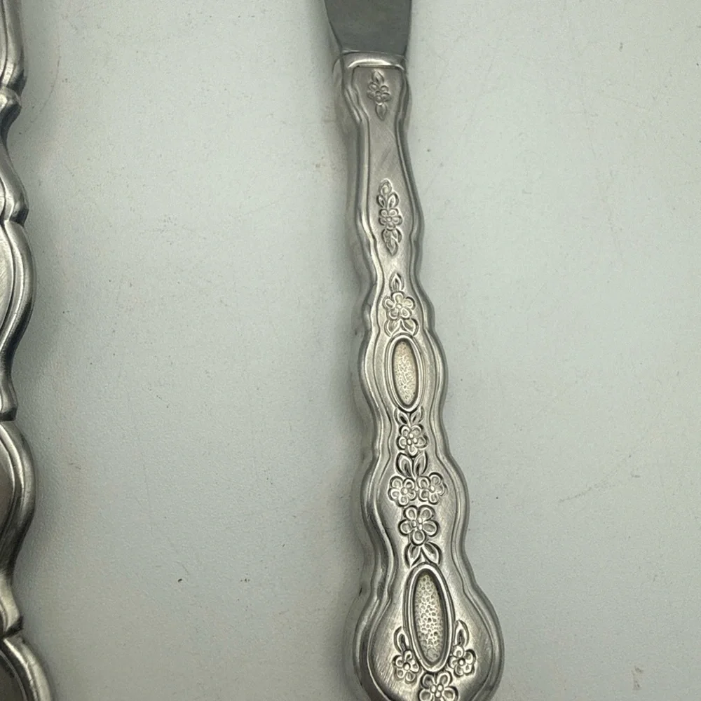 Oneida Community FANTASY Serving Fork & Butter Knife pierced Burnished Stainless